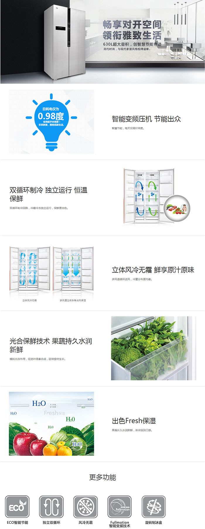 晶弘冰箱BCD-630WPDC說明