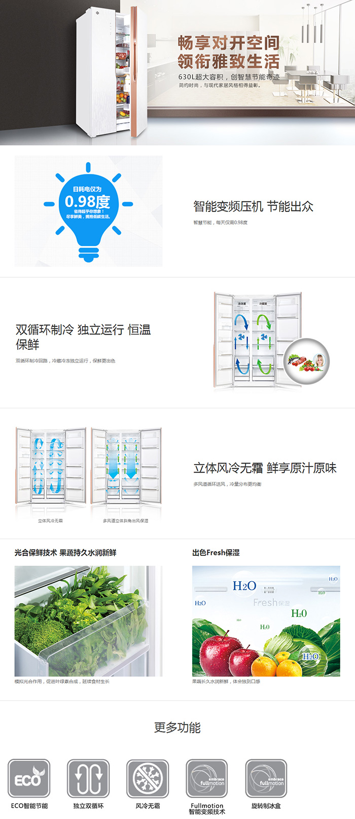 晶弘冰箱對(duì)開門系列BCD-630WPDG說明